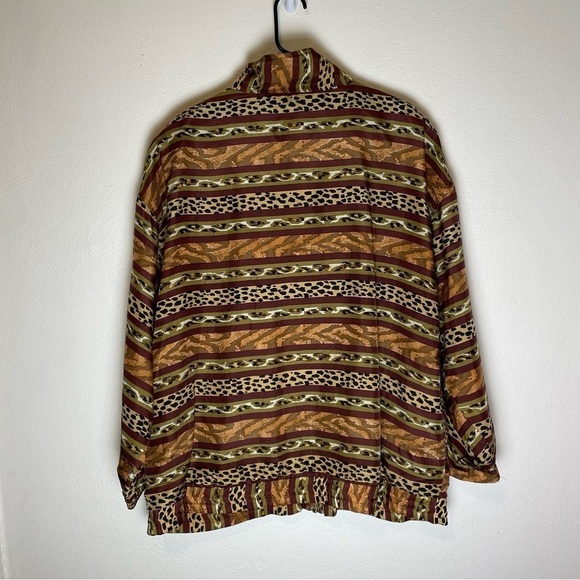 EVR Vintage Silk Animal Print Windbreaker Jacket - Picture 2 of 7